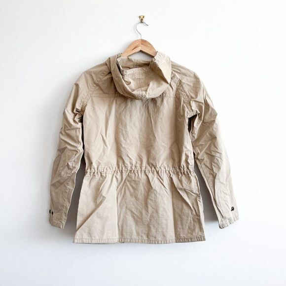 Woolrich Jacket Women's Zip Up Tan Adjustable Waist Hooded Patch Pockets Size S - Picture 2 of 8